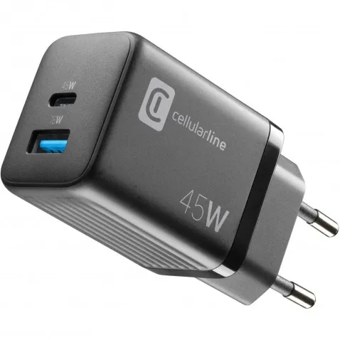Cellularline Reiselader 45W Multipower 1 x USB C und 1 x