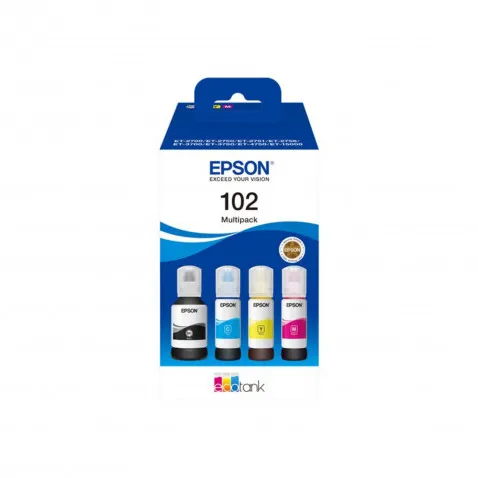 Epson EcoTank Tinte 102 Multipack 4er-Pack, Schwarz,