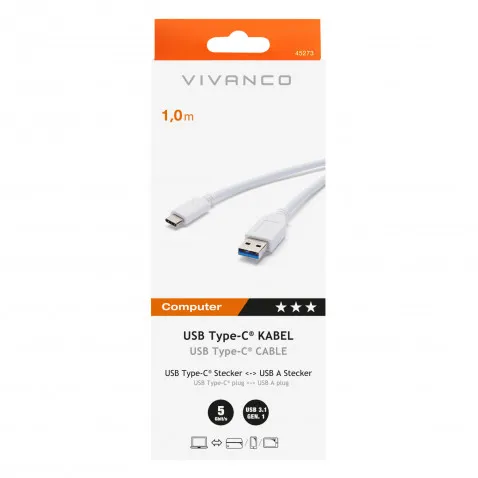 Vivanco USB Typ C Adapter-Kabel 1m Typ C <-> USB 3.0