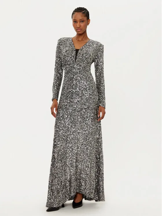 Abendkleid · Silberfarben · Maxi