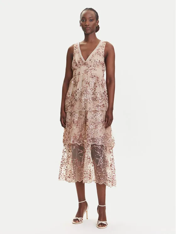 Coctailkleid · Beige · Midi