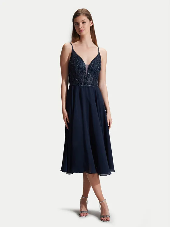 Coctailkleid · Dunkelblau · Midi