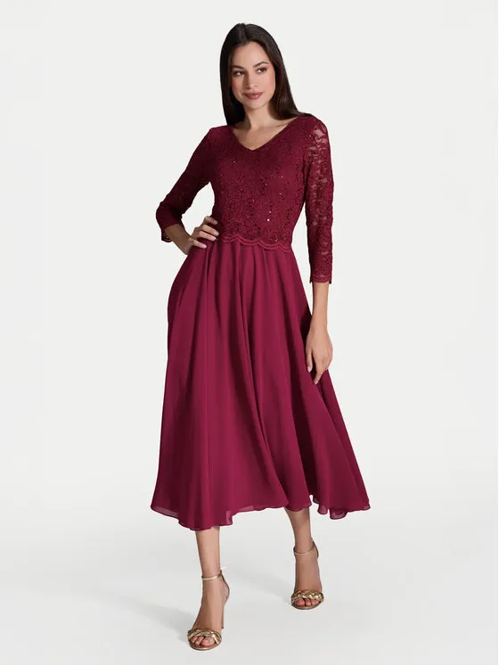 Coctailkleid · Dunkelrot · Midi