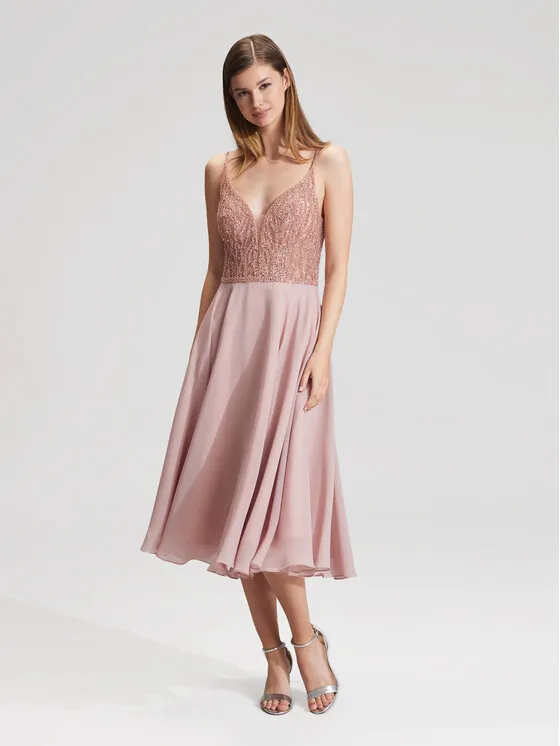 Coctailkleid · Rosa · Midi