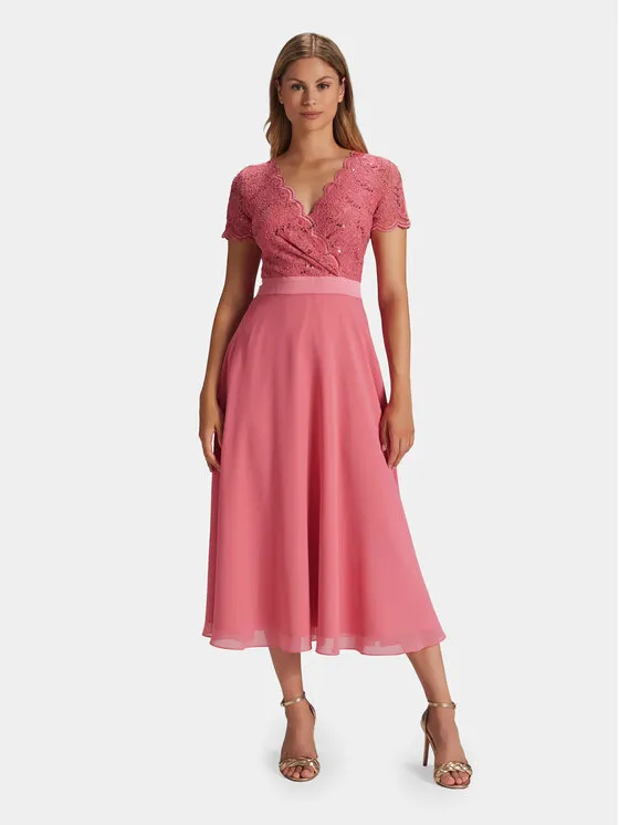 Coctailkleid · Rosa · Midi
