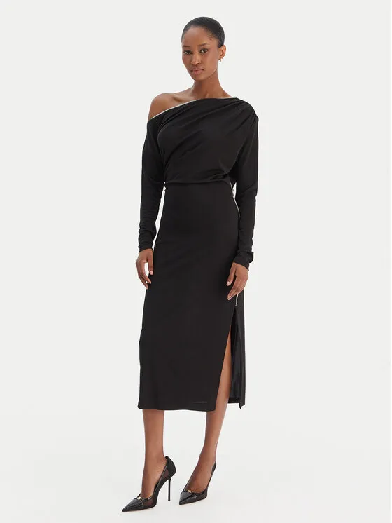 Coctailkleid · Schwarz · Midi