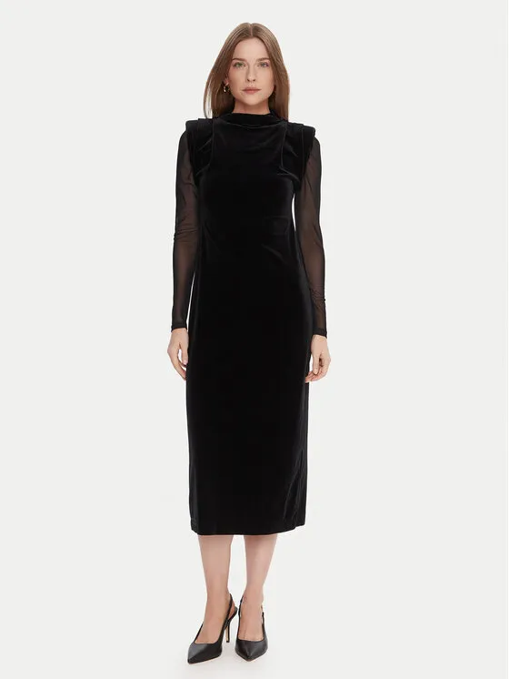 Coctailkleid · Schwarz · Midi