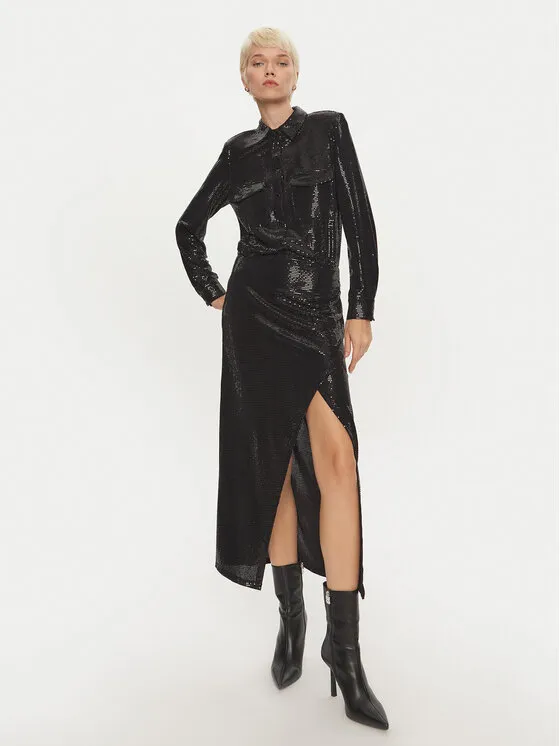 Coctailkleid · Schwarz · Midi