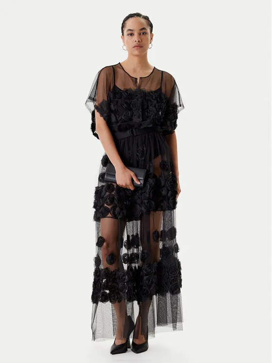 Coctailkleid · Schwarz · Midi