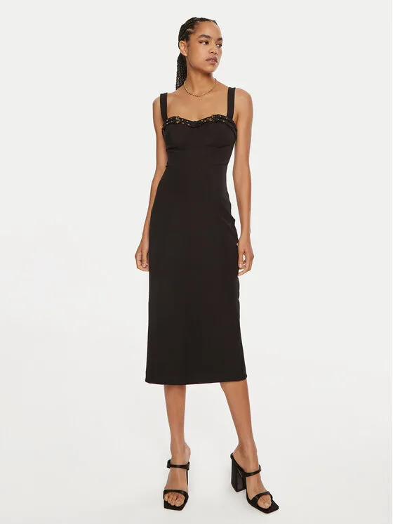 Coctailkleid · Schwarz · Midi