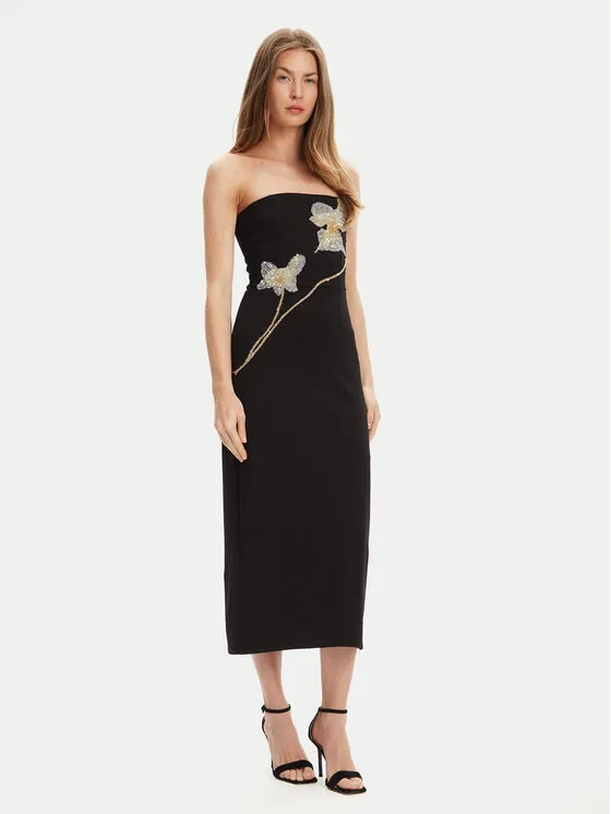 Coctailkleid · Schwarz · Midi
