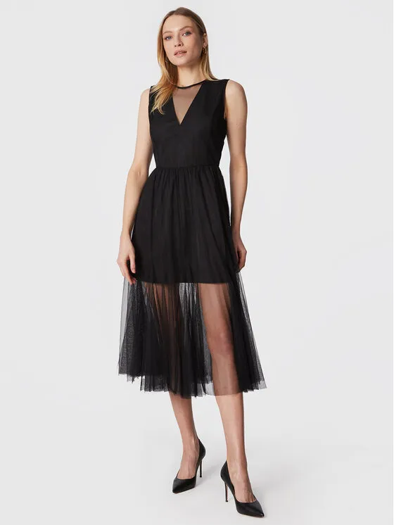 Coctailkleid · Schwarz · Midi