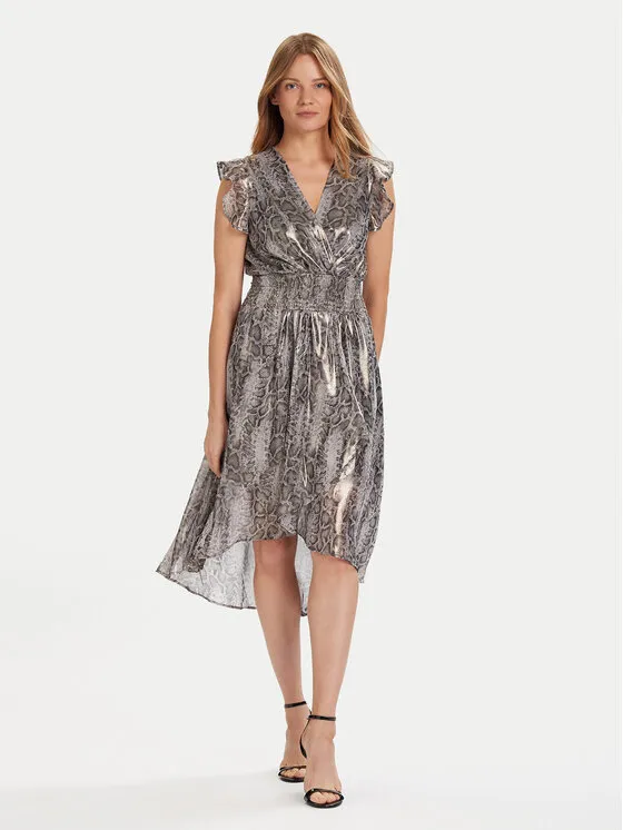 Coctailkleid · Silberfarben · Midi