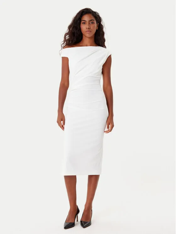 Coctailkleid · Weiß · Midi