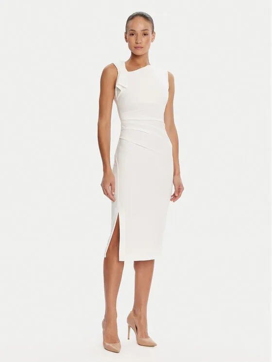 Coctailkleid · Weiß · Midi