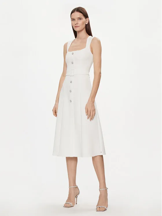 Coctailkleid · Weiß · Midi