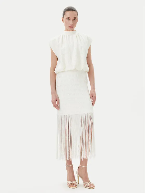 Coctailkleid · Weiß · Midi