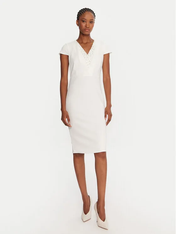 Coctailkleid · Weiß · Midi