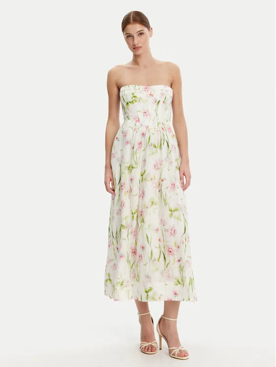 Coctailkleid · Weiß · Midi