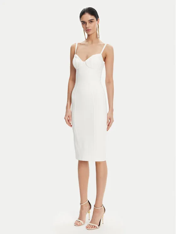 Coctailkleid · Weiß · Midi