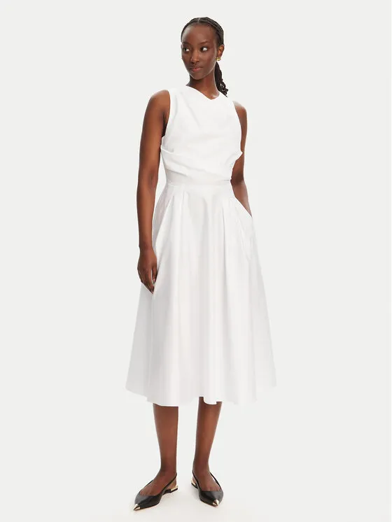 Coctailkleid · Weiß · Midi