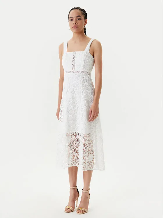 Coctailkleid · Weiß · Midi