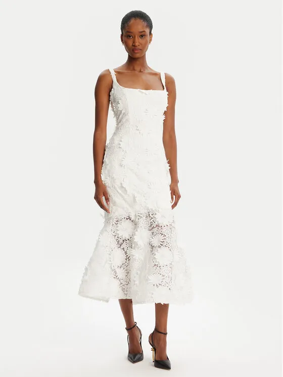 Coctailkleid · Weiß · Midi