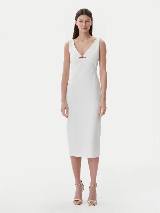 Coctailkleid · Weiß · Midi