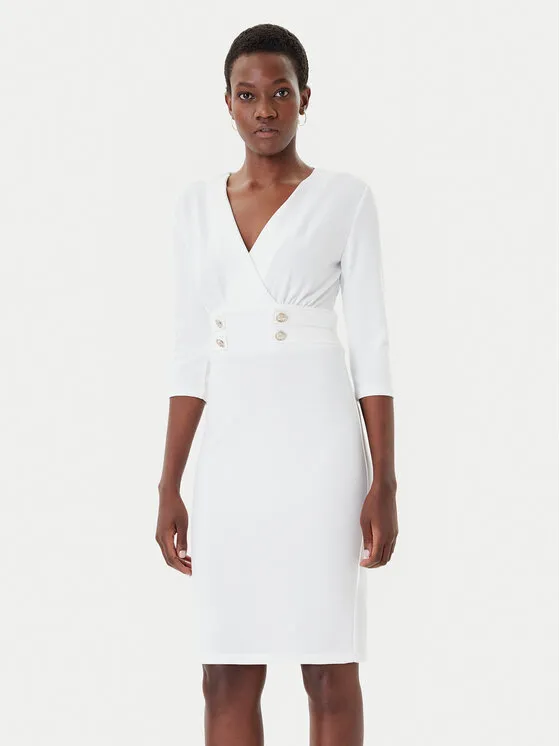 Coctailkleid · Weiß · Midi