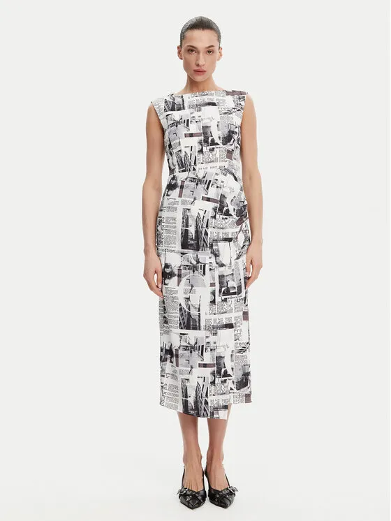 Coctailkleid · Weiß · Midi