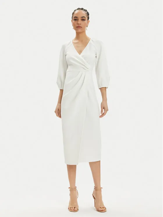 Coctailkleid · Weiß · Midi