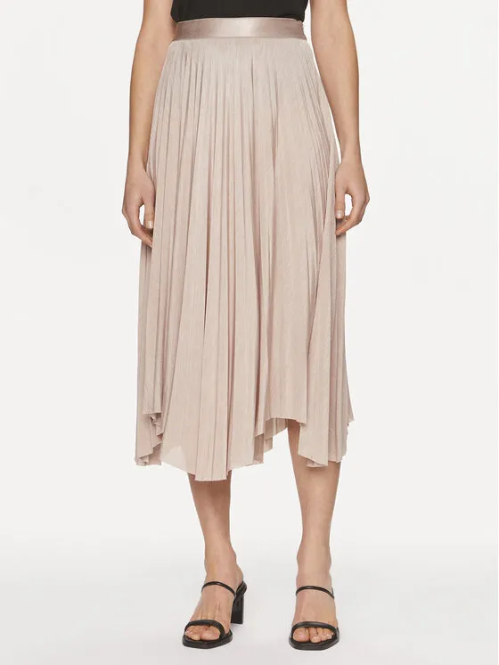 Faltenrock · Beige · Midi