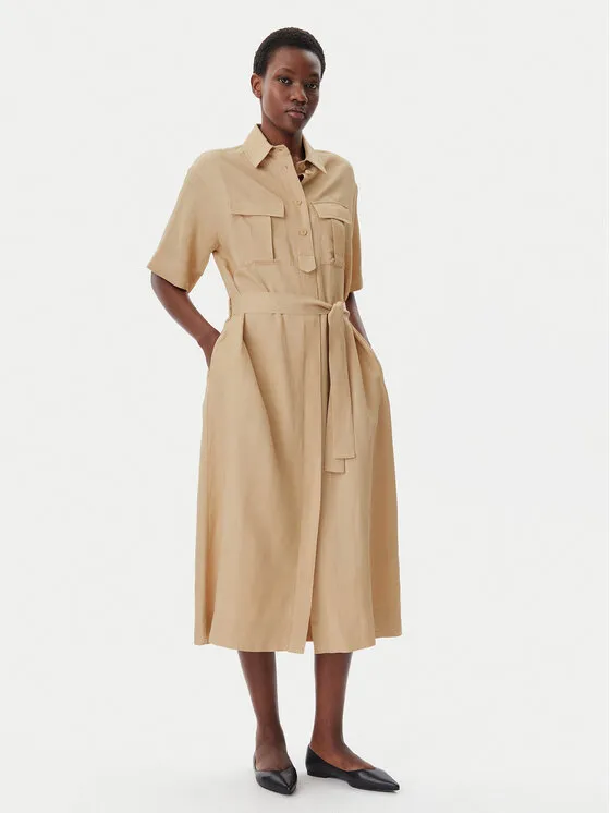 Hemdkleid · Beige · Midi