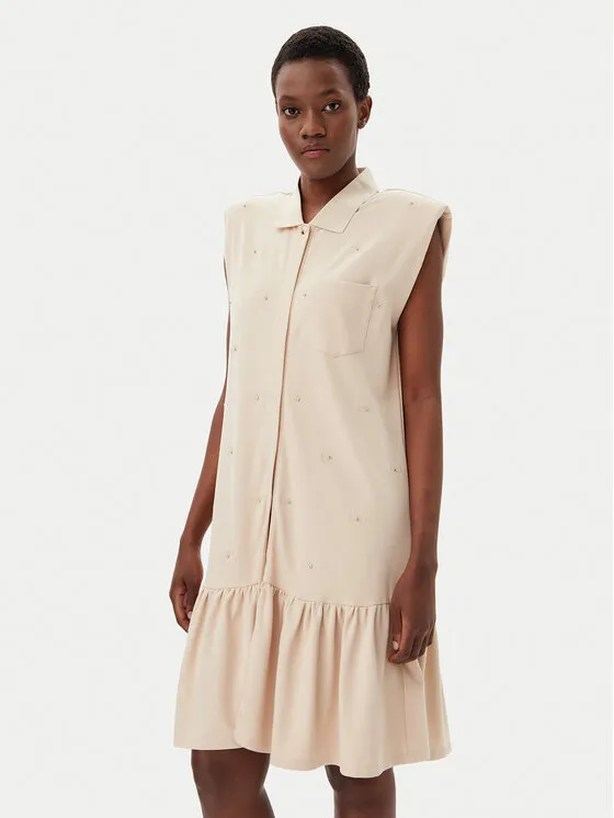Hemdkleid · Beige · Midi