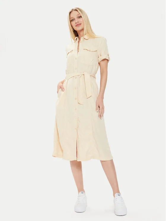 Hemdkleid · Beige · Midi