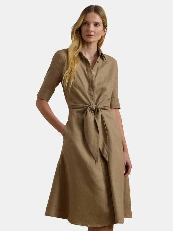 Hemdkleid · Beige · Midi