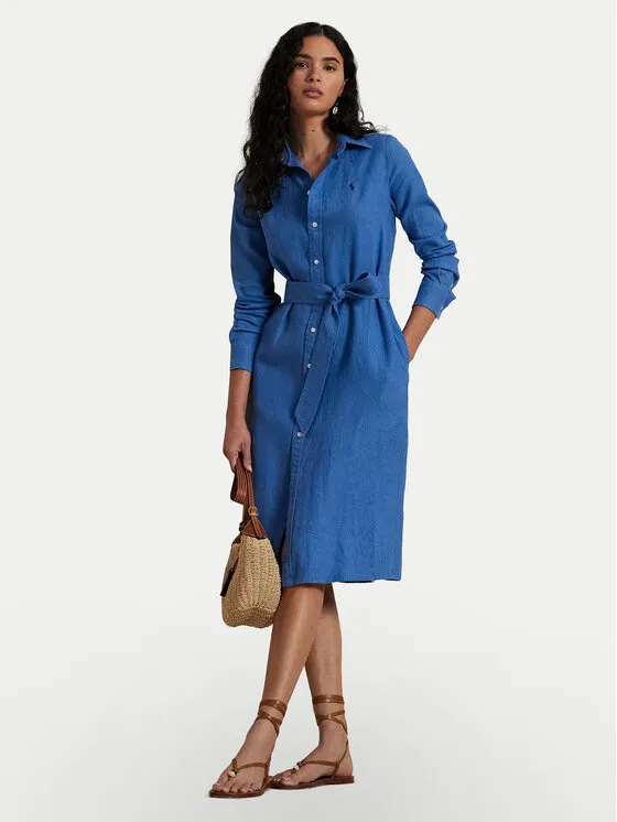 Hemdkleid · Blau · Midi