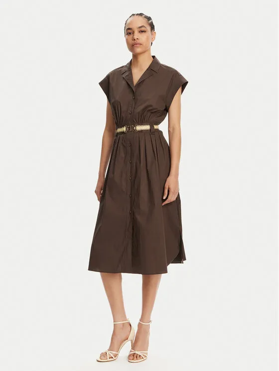 Hemdkleid · Braun · Midi