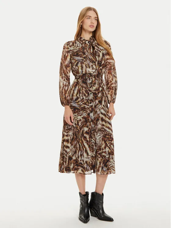 Hemdkleid · Braun · Midi