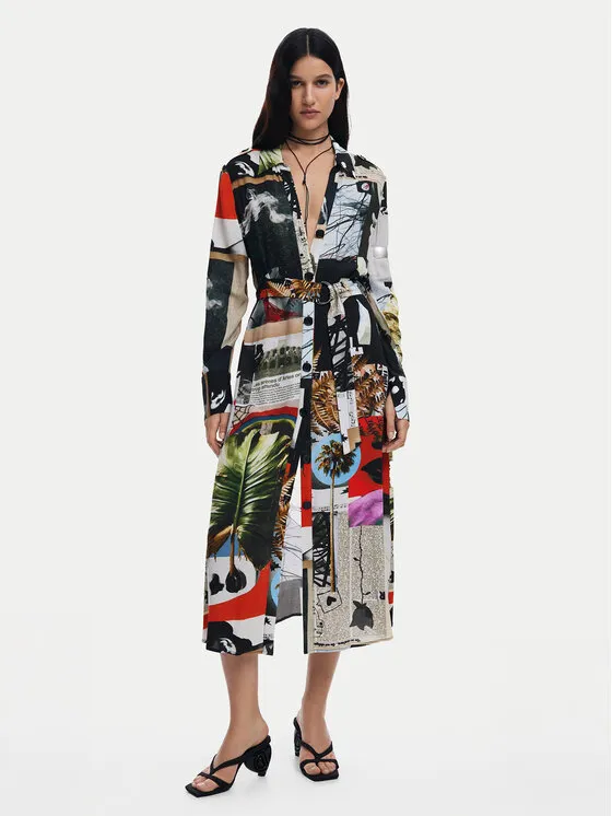 Hemdkleid · Bunt · Midi