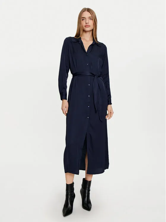 Hemdkleid · Dunkelblau · Midi