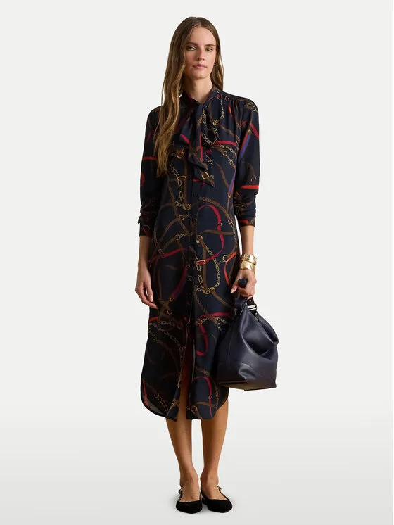 Hemdkleid · Dunkelblau · Midi