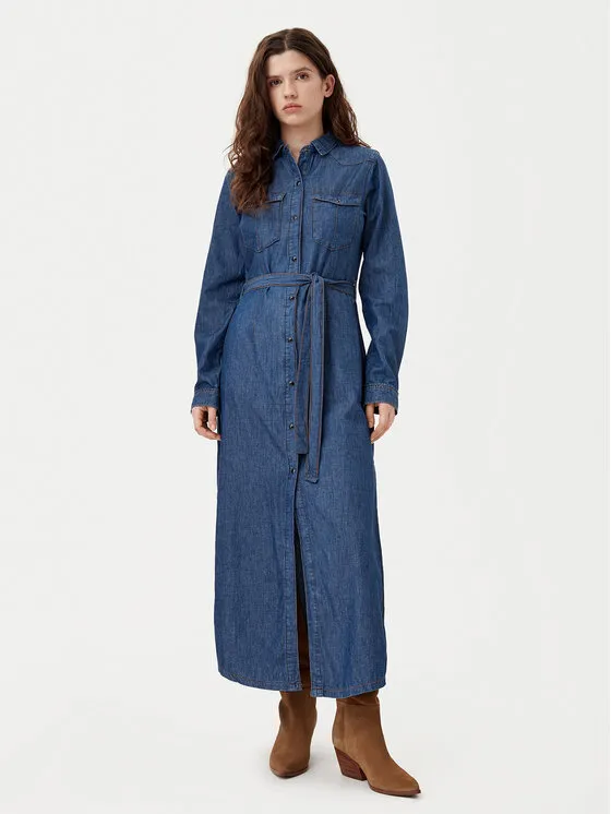 Hemdkleid · Dunkelblau · Midi