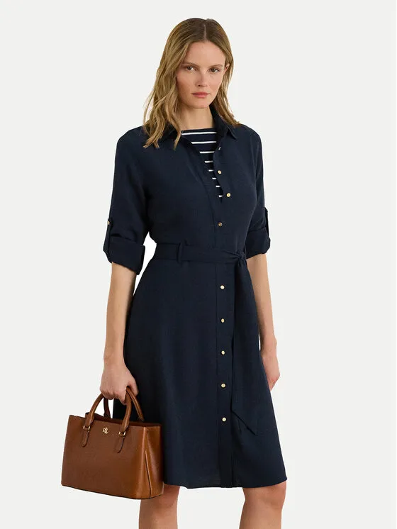 Hemdkleid · Dunkelblau · Midi