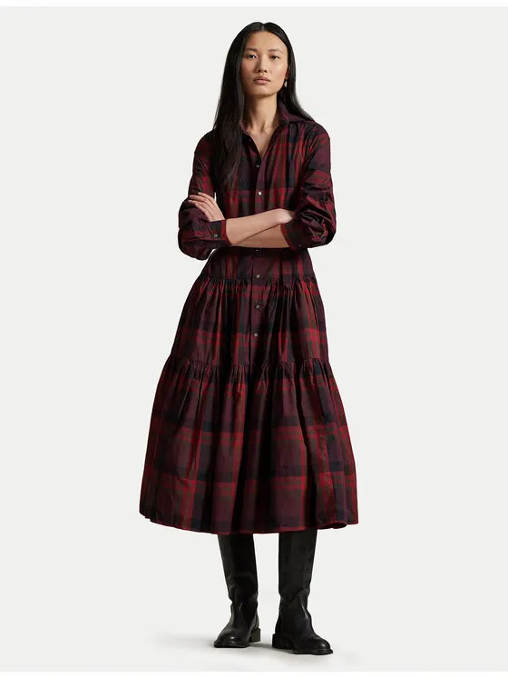 Hemdkleid · Dunkelrot · Midi