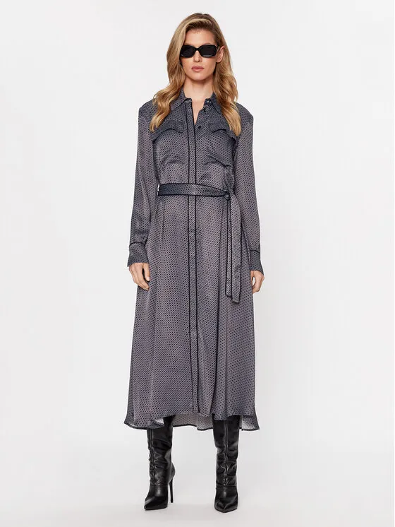 Hemdkleid · Grau · Midi