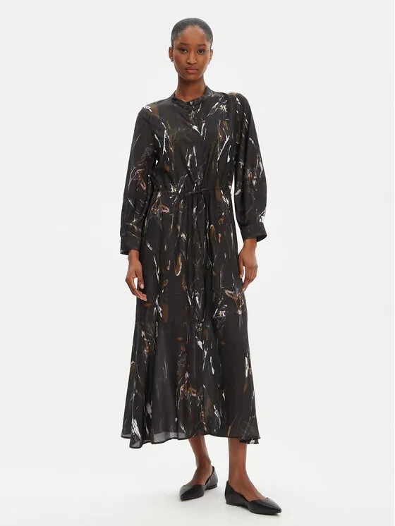 Hemdkleid · Schwarz · Midi