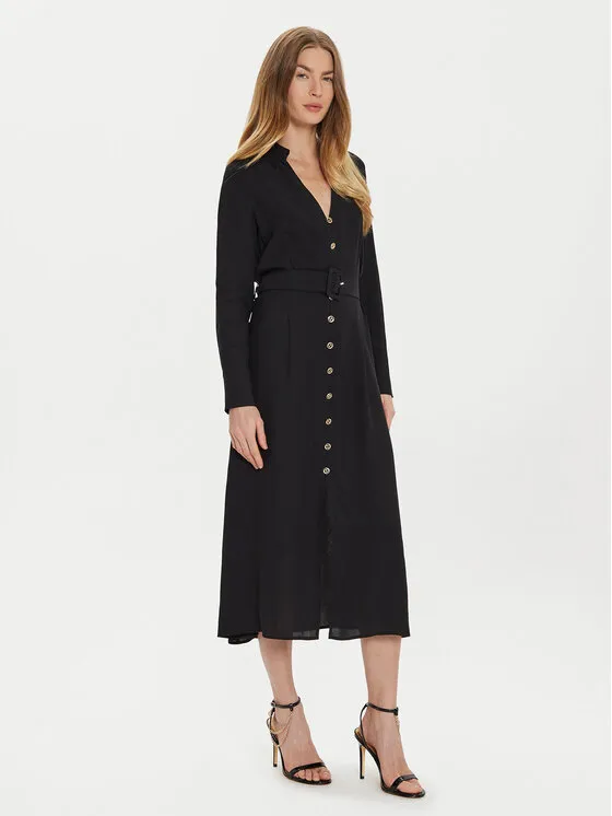 Hemdkleid · Schwarz · Midi