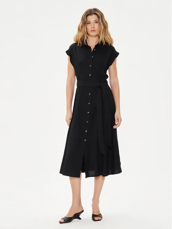 Hemdkleid · Schwarz · Midi