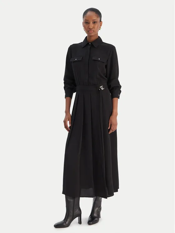 Hemdkleid · Schwarz · Midi